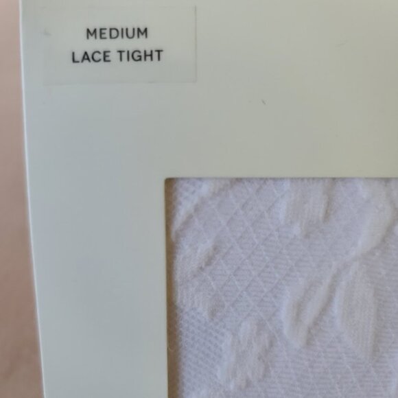 Anthropologie Womens Lace Floral Tights Sz M Cream Made in Italy Flirty NEW - Picture 4 of 7